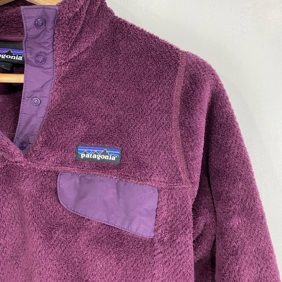 Patagonia Polar Tec Snap Up Down Fleece Pullover Sweatshirt Jacket Purple Small - Picture 2 of 5
